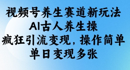 视频号养生赛道新玩法，AI古人养生操，疯狂引流变现，操作简单，单日变现多张-温暖资源库