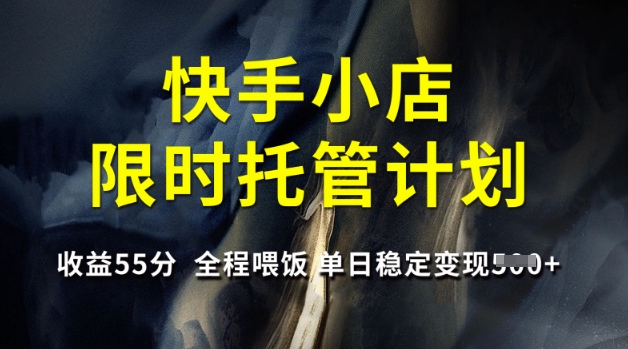 快手小店限时托管计划，收益55分，全程喂饭，单日稳定变现5张【揭秘】-温暖资源库