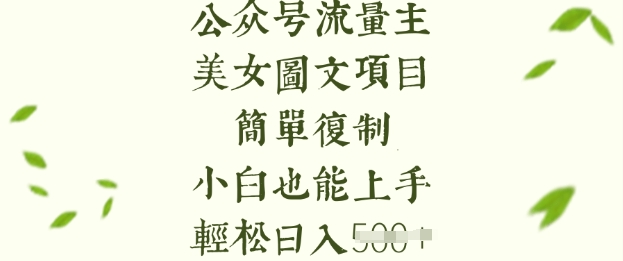 流量主长期收益项目，美女图片简单复制，小白也能上手，轻松日入5张-温暖资源库