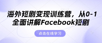 海外短剧变现训练营，从0-1全面讲解Facebook短剧-温暖资源库