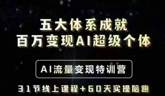 五大体系成就百万变现AI超级个体- AI流量变现特训营，一步一步教你一个人怎么年入百W-温暖资源库