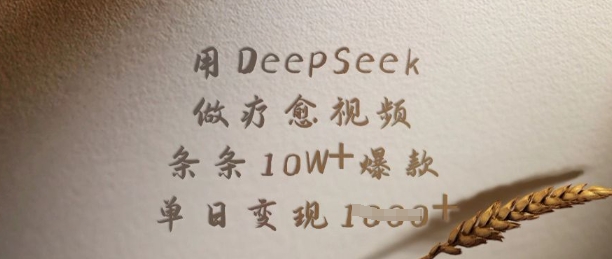 用DeepSeek做疗愈视频，条条10W+爆款，单日变现多张-温暖资源库