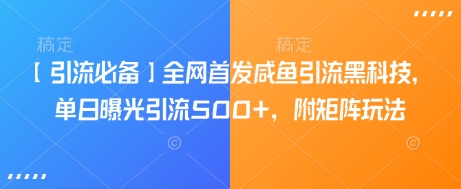 【引流必备】全网首发咸鱼引流黑科技，单日曝光引流500+，附矩阵玩法【揭秘】-温暖资源库