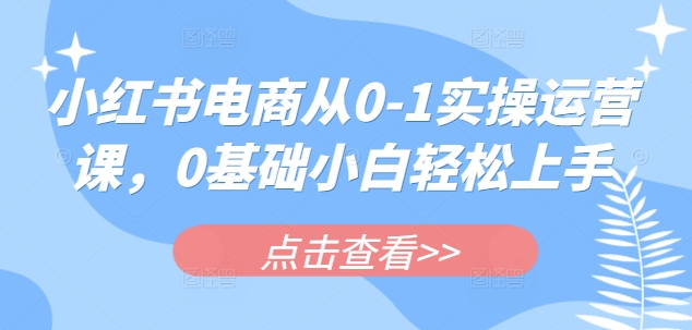 小红书电商从0-1实操运营课，0基础小白轻松上手-温暖资源库