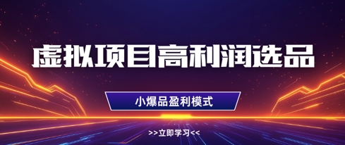 虚拟项目高利润选品方法，做好单店利润1W+，可多店倍增利润-温暖资源库