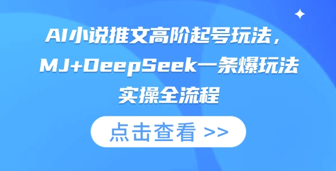 AI小说推文高阶起号玩法，MJ+DeepSeek一条爆玩法实操全流程-温暖资源库