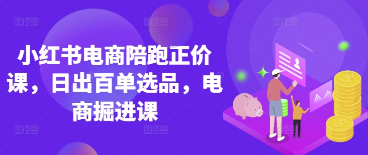 小红书电商陪跑正价课，小红书官方认证电商讲师教学，日出百单选品，电商掘进课-温暖资源库