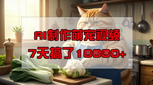 靠AI制作萌宠视频，操作简单门槛低，有手机就行，7天搞了1W-温暖资源库