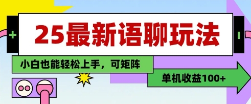 25年最新语聊玩法，纯手工，单机收益100+，小白也能轻松上手，可矩阵操作-温暖资源库