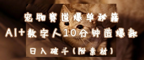 宠物赛道爆单秘籍：AI+数字人10分钟造爆款，日入1k-温暖资源库