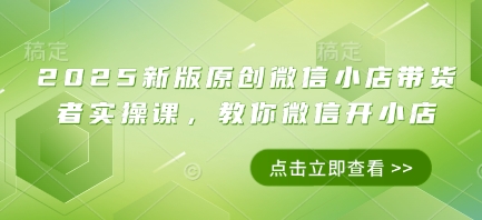 2025新版原创微信小店带货者实操课，教你微信开小店-温暖资源库