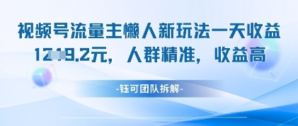 视频号流量主懒人新玩法，一天收益1k，人群精准收益高-温暖资源库