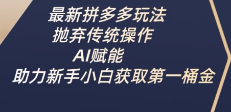 最新拼多多玩法，抛弃传统操作，AI赋能，助力新手小白获取第一桶金-温暖资源库