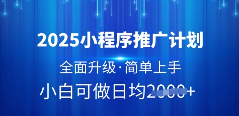 2025小程序推广计划，全面升级，简单上手，日均多张【揭秘】-温暖资源库