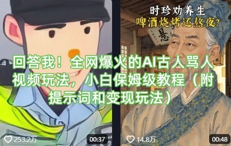 回答我！全网爆火的AI古人骂人视频玩法，小白保姆级教程（附提示词和变现玩法）-温暖资源库