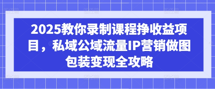 2025教你录制课程挣收益项目，私域公域流量IP营销做图包装变现全攻略-温暖资源库