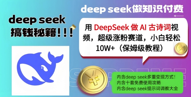 用DeepSeek做AI古诗词视频，超级涨粉赛道，小白轻松涨粉10W+(保姆级教程)-温暖资源库